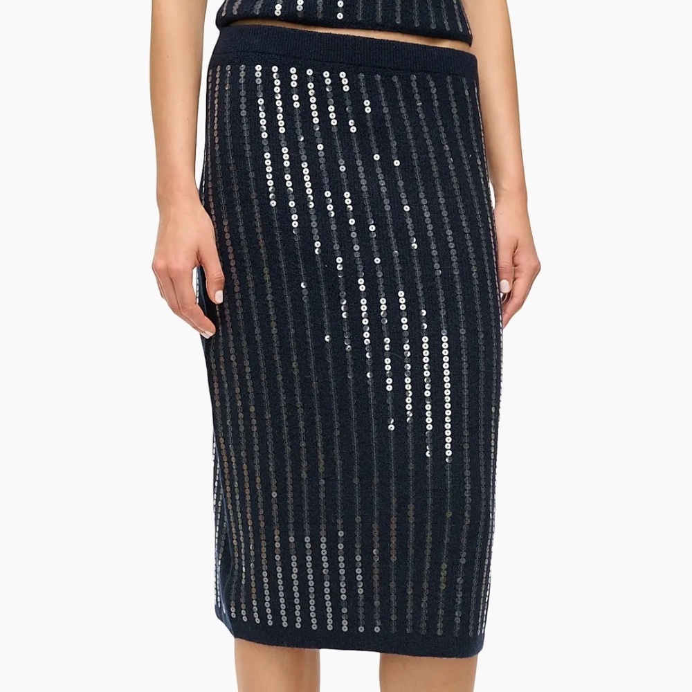 Navy Sequin Knit Skirt